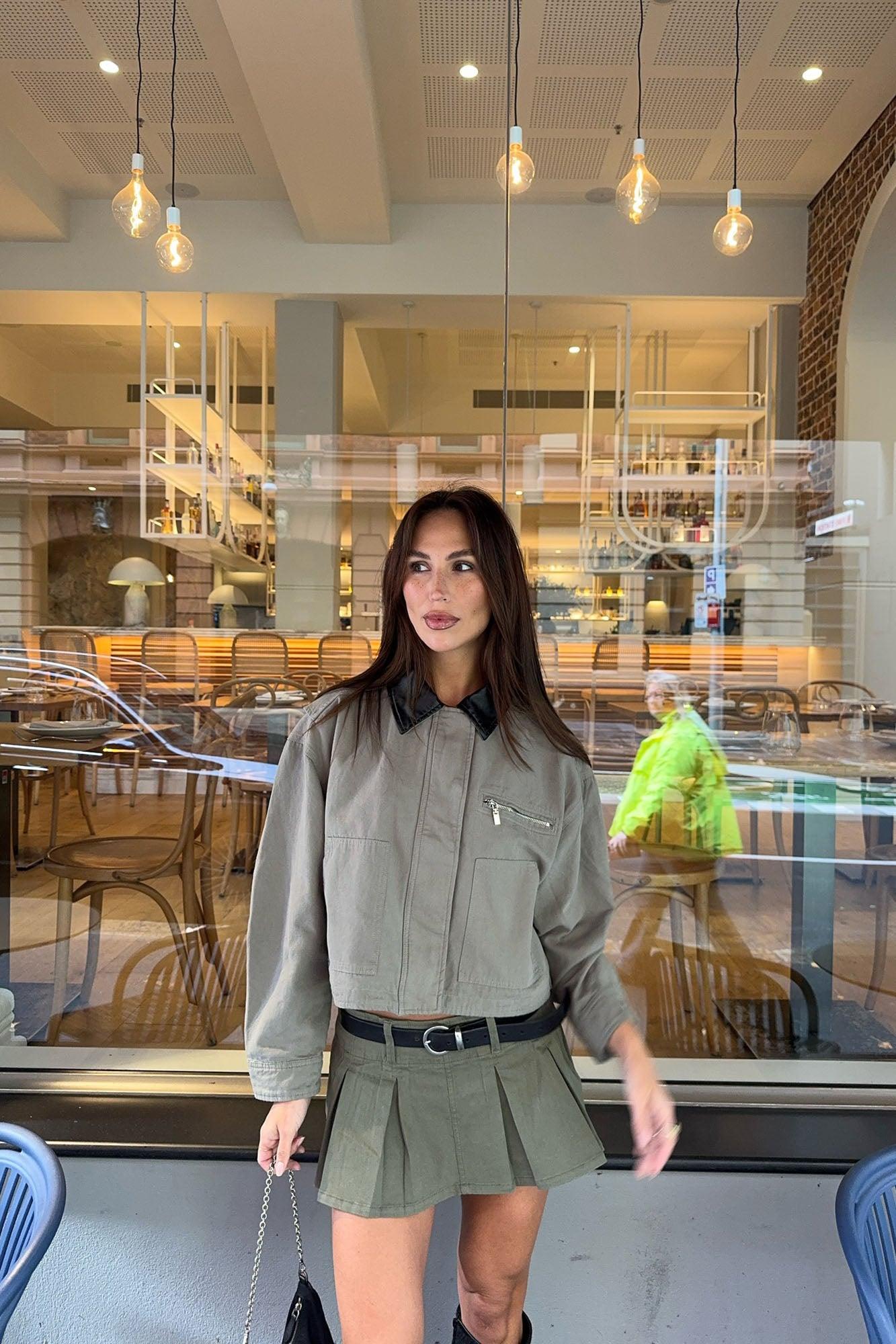 Roar Rider Oversized Trucker Jacket - Olive Product Image