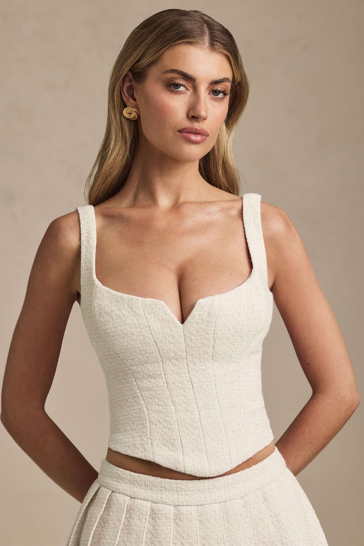 Lace-Up Corset Top in Ivory Product Image