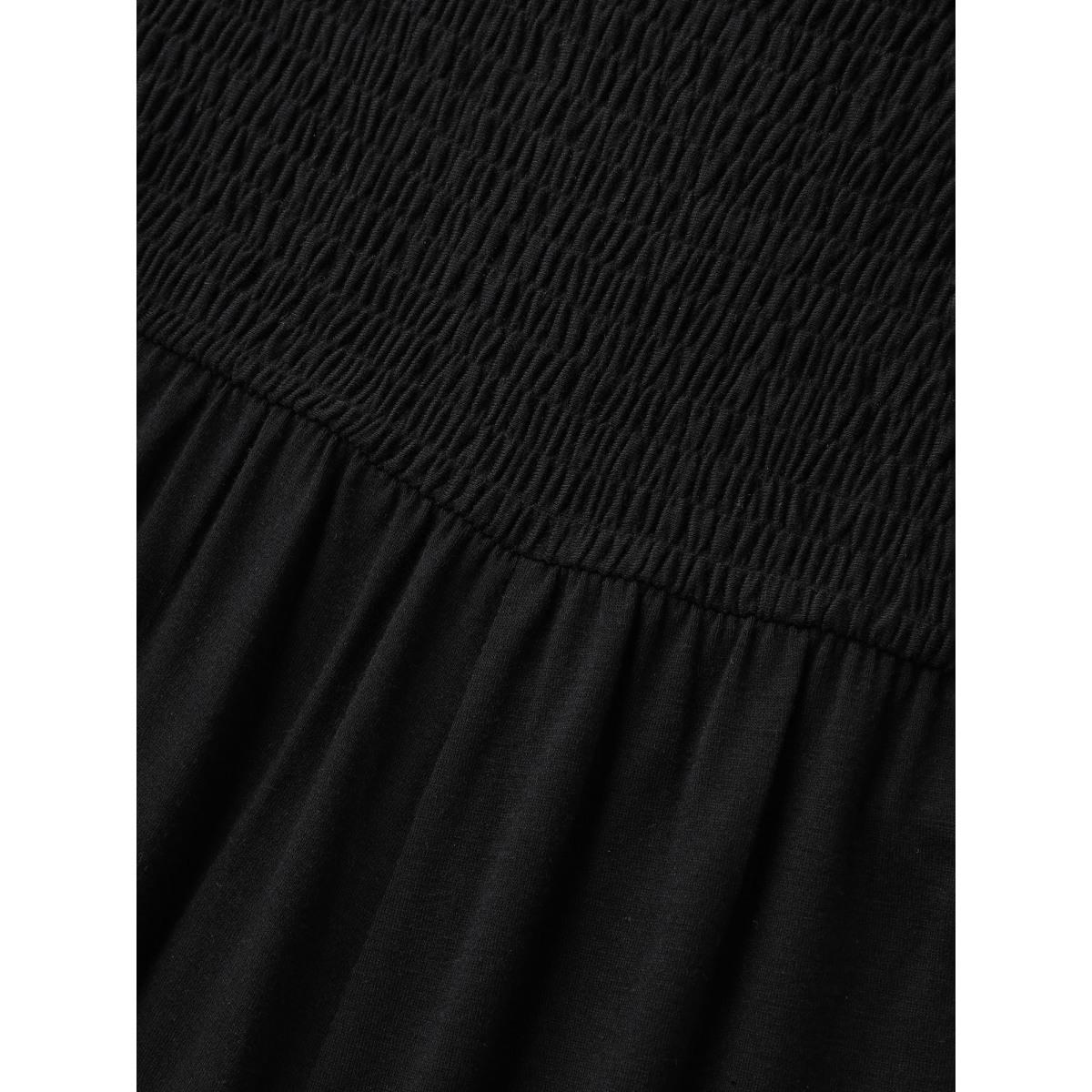 Plus Size Black Shirred Ruched Cut-Out Jumpsuit Women Sleeveless V-neck Everyday-Casual Loose Jumpsuits BloomChic 10/M Product Image