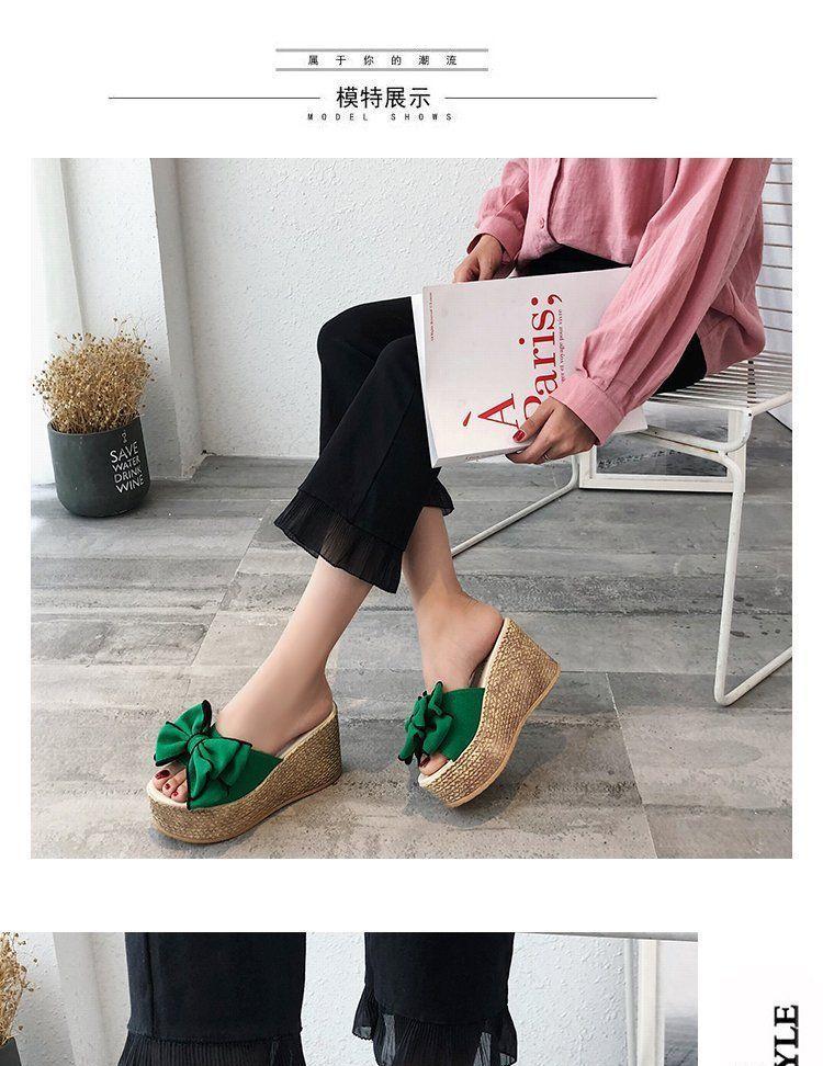 Bow Platform Wedge Slide Sandals Product Image