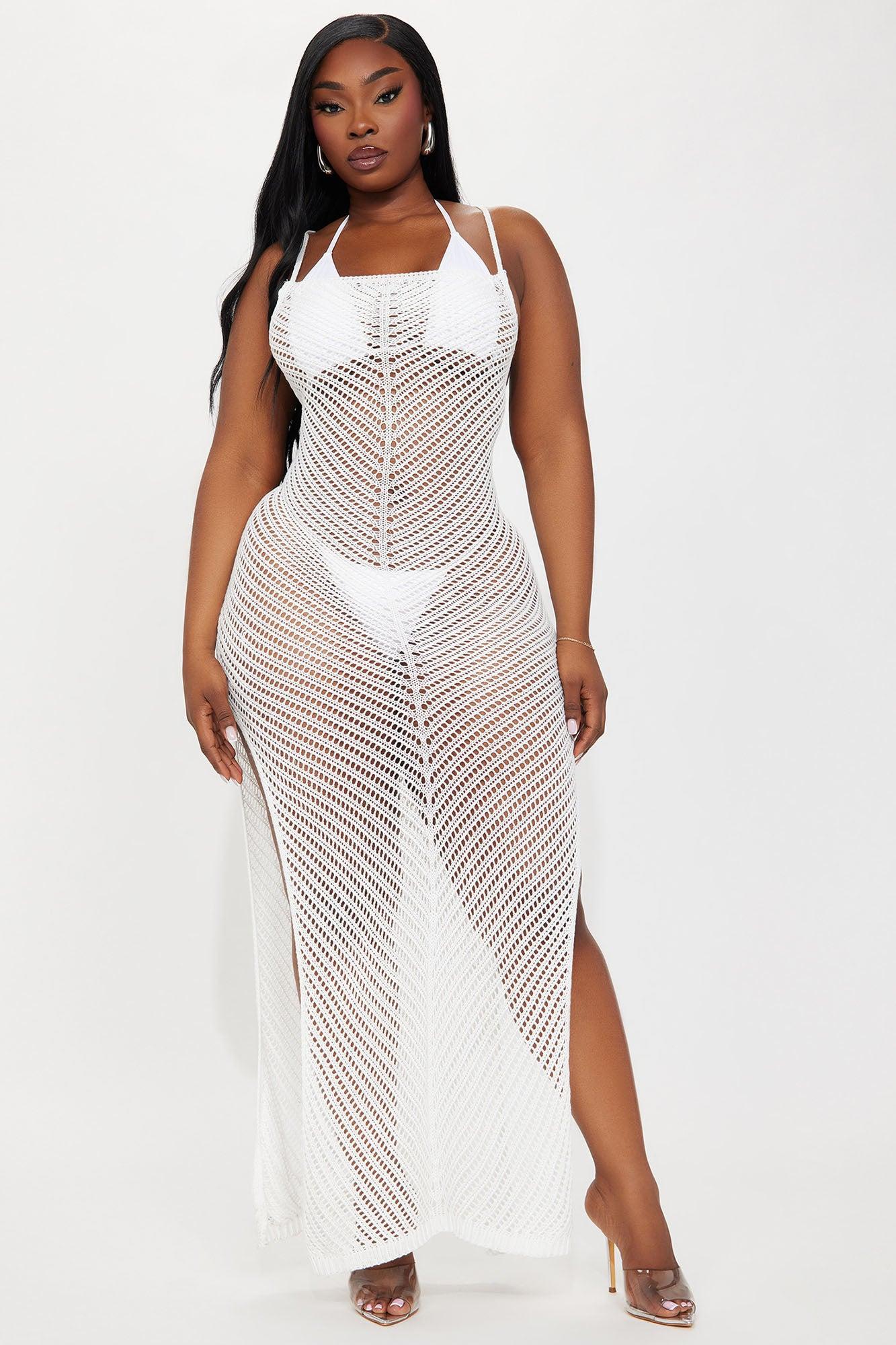 Nathalia Crochet Cover Up Dress - White Product Image