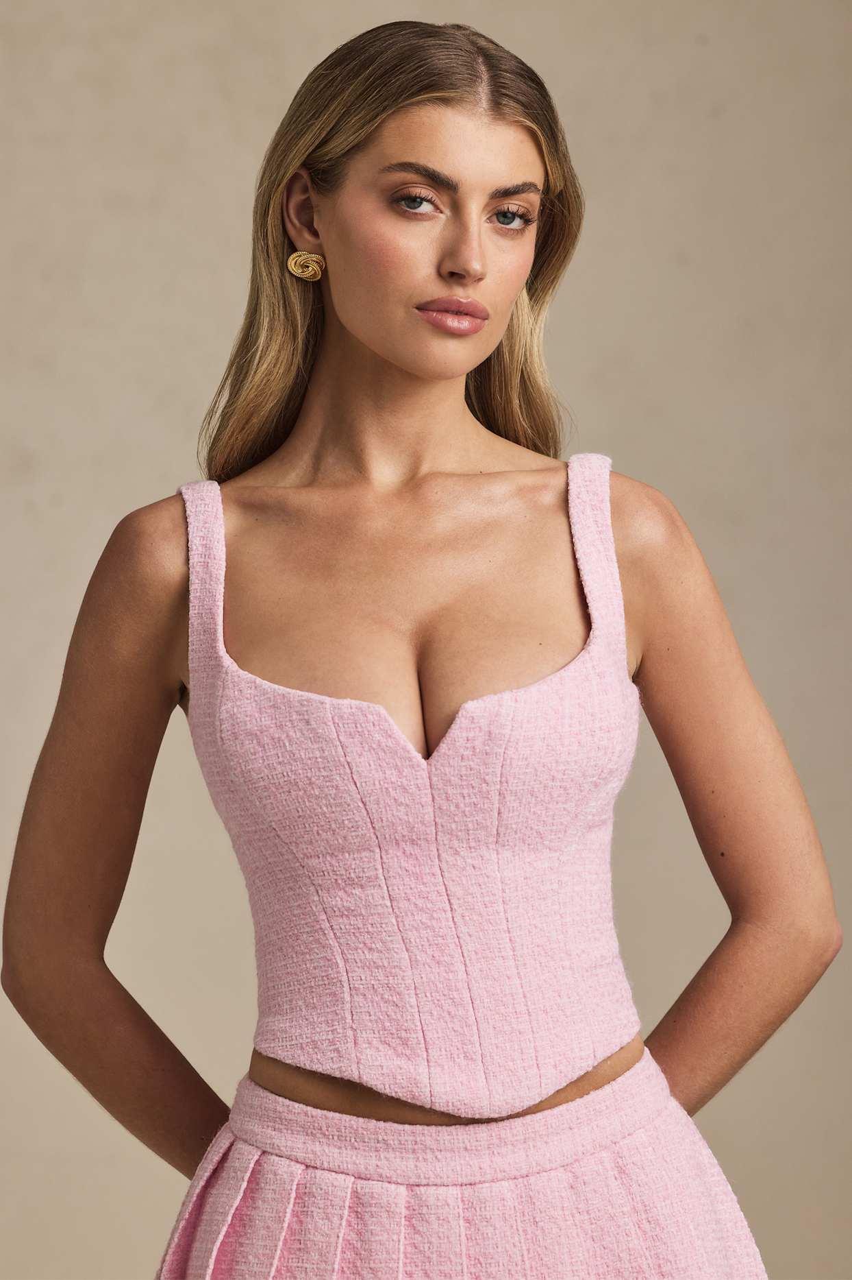Lace-Up Corset Top in Soft Pink Product Image
