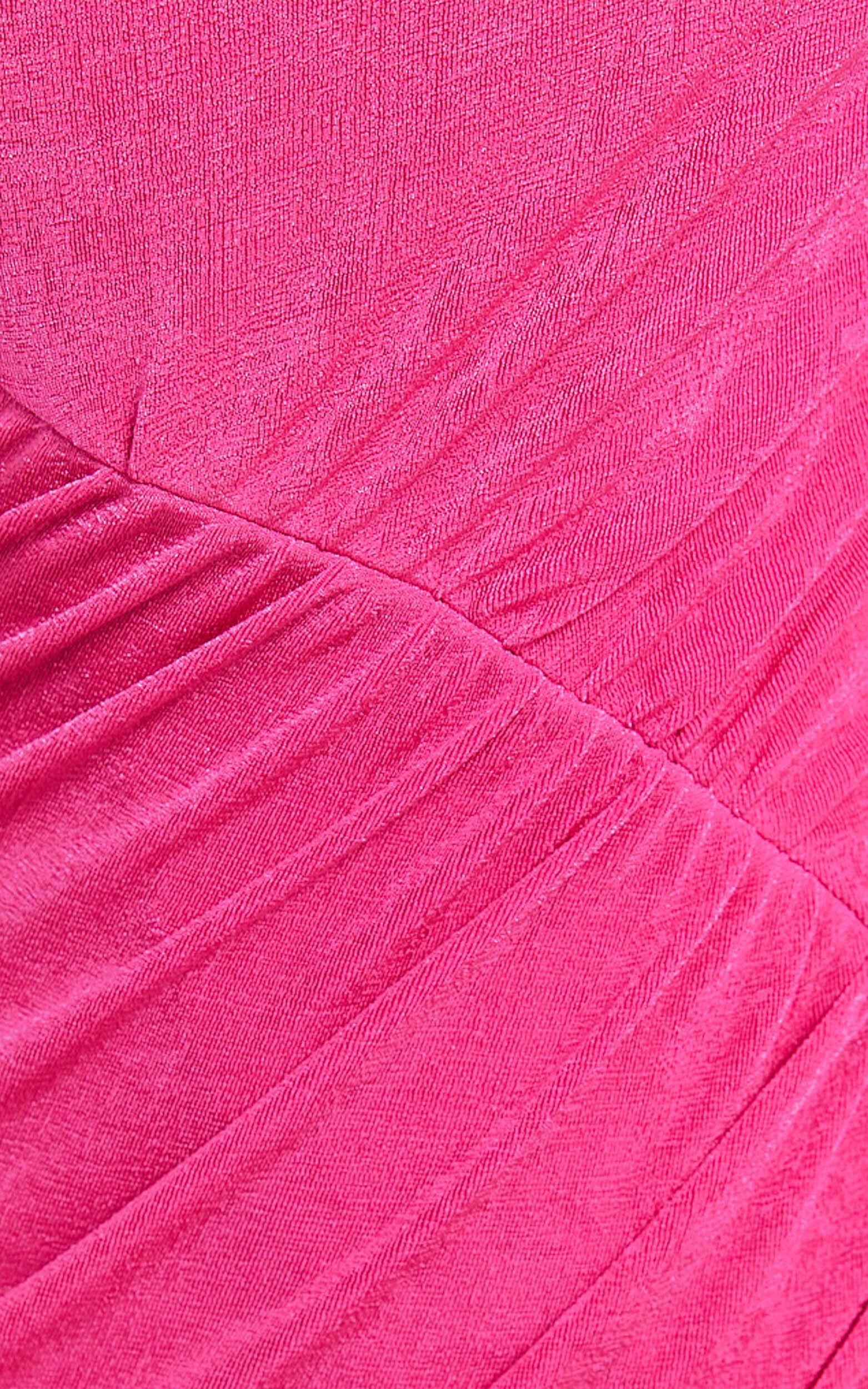 Cristle Midi Dress - One Shoulder Side Cut Out Thigh Split Dress in Hot Pink Product Image