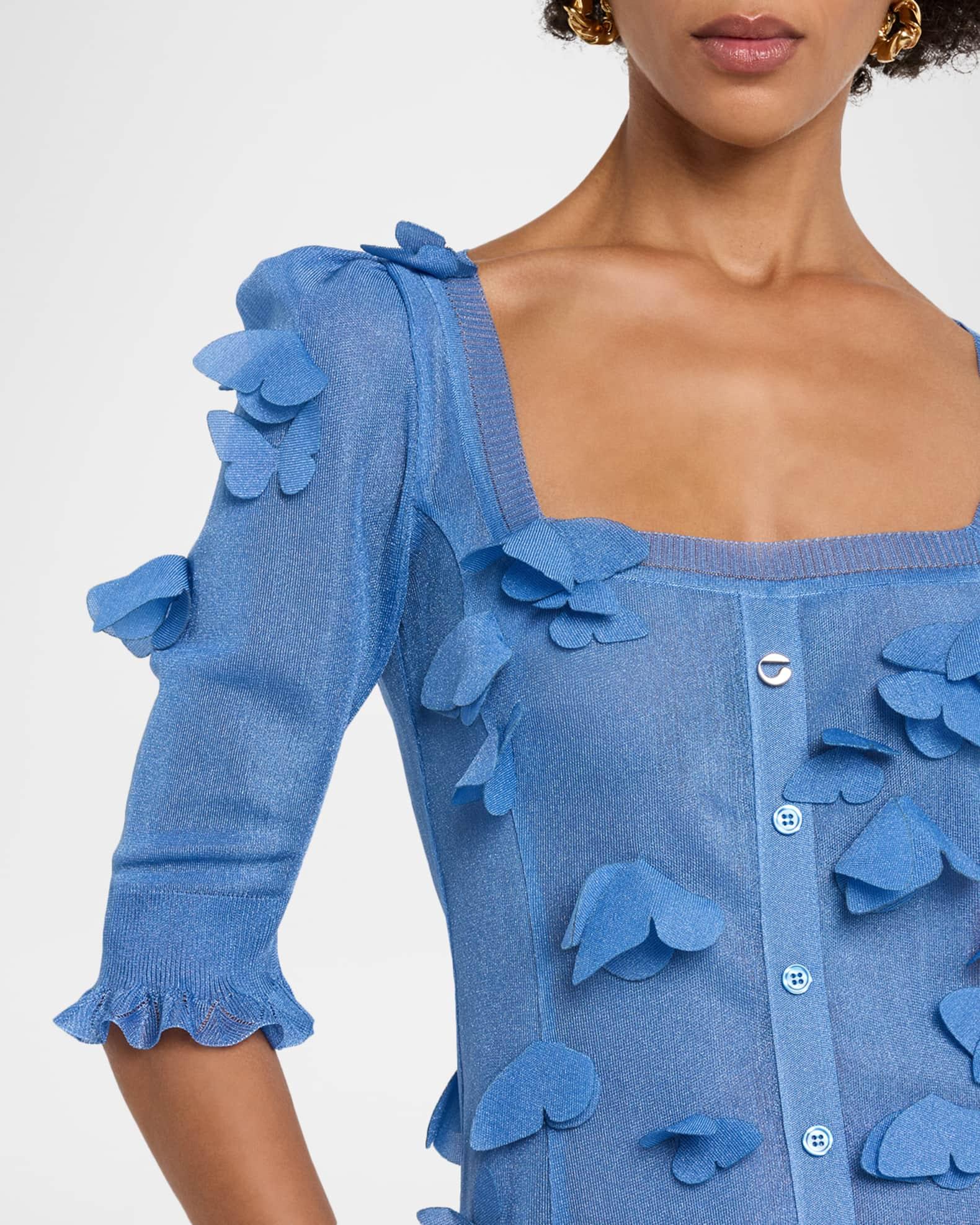 Metallic Knit Butterfly Button-Front Mini Dress Product Image