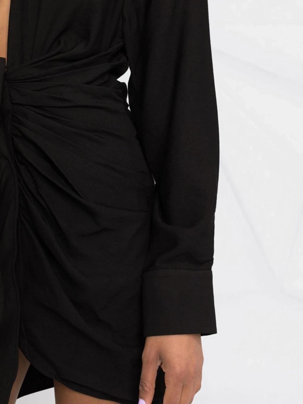 JACQUEMUS La Robe Bahia Viscose Jersey Mini Dress In Black Product Image