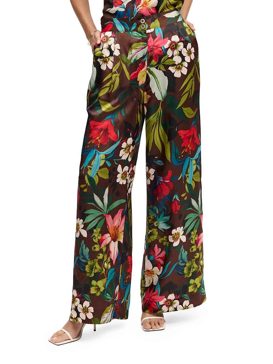 Womens Minna Floral Cotton Wide-Leg Pants - Product Image