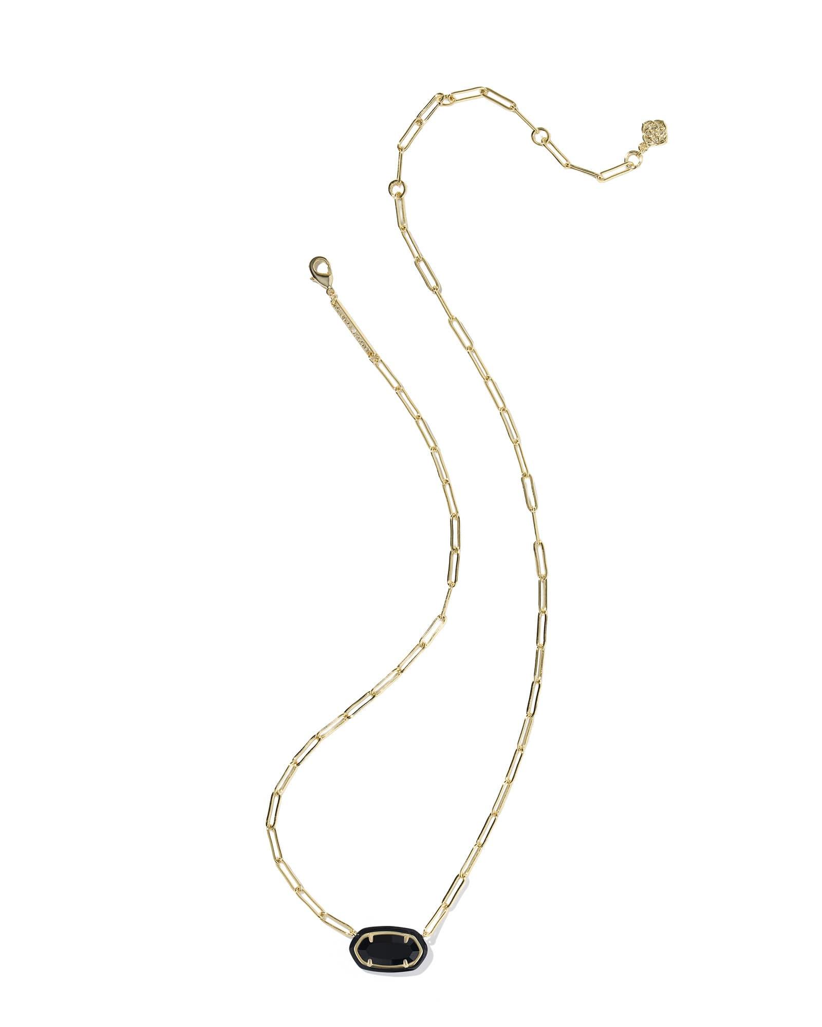 Elisa Enamel Frame Gold Paperclip Necklace Product Image