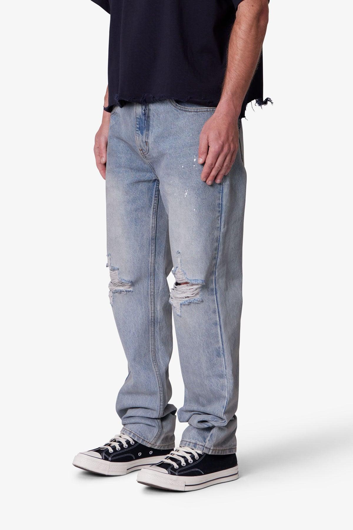 Painted Straight Denim - Light Blue Product Image