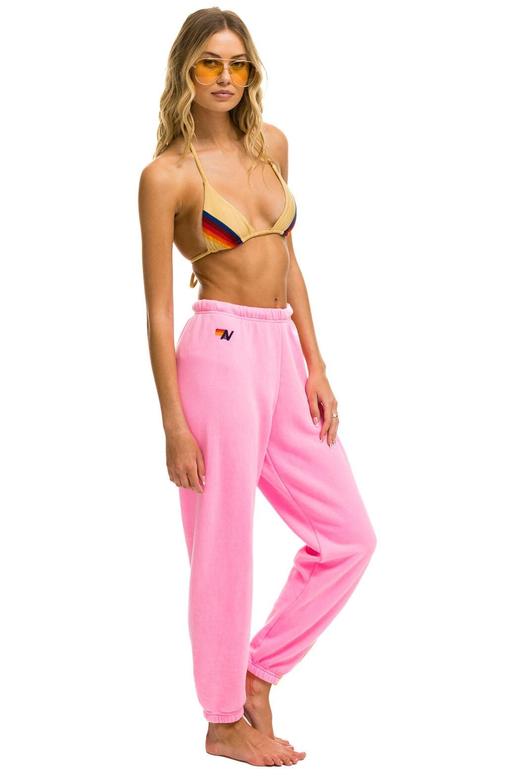 5 STRIPE SWEATPANTS - NEON PINK // YELLOW // PURPLE Female Product Image