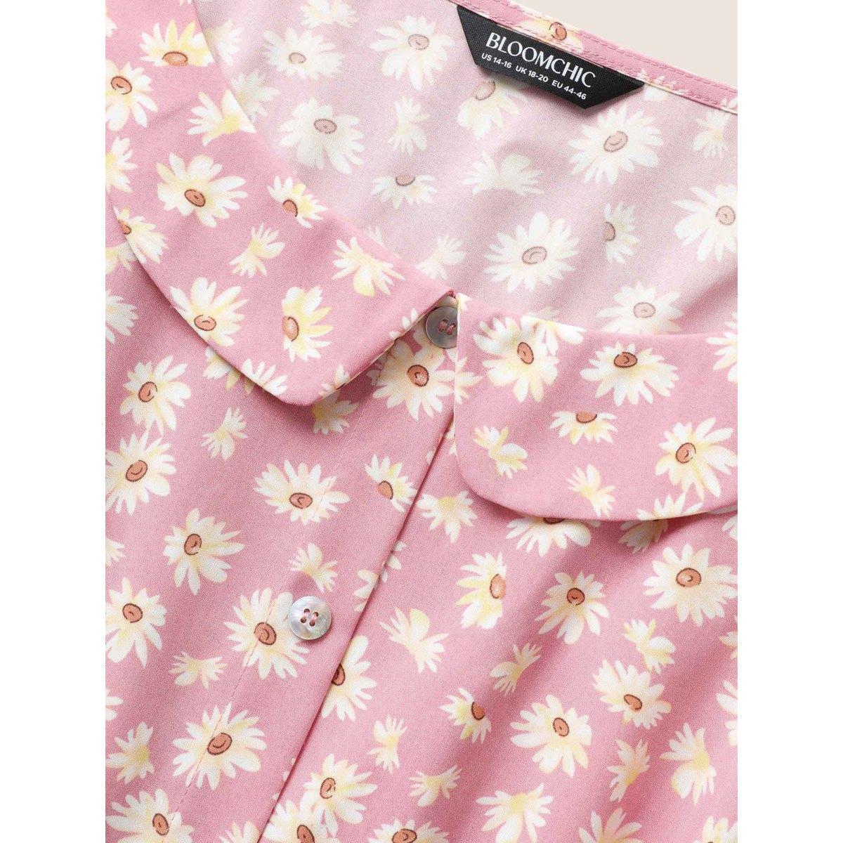 Plus Size Collared Daisy Midi Dress Blush Women Elegant Gathered Lapel Collar Sleeveless Curvy BloomChic 28/5X Product Image