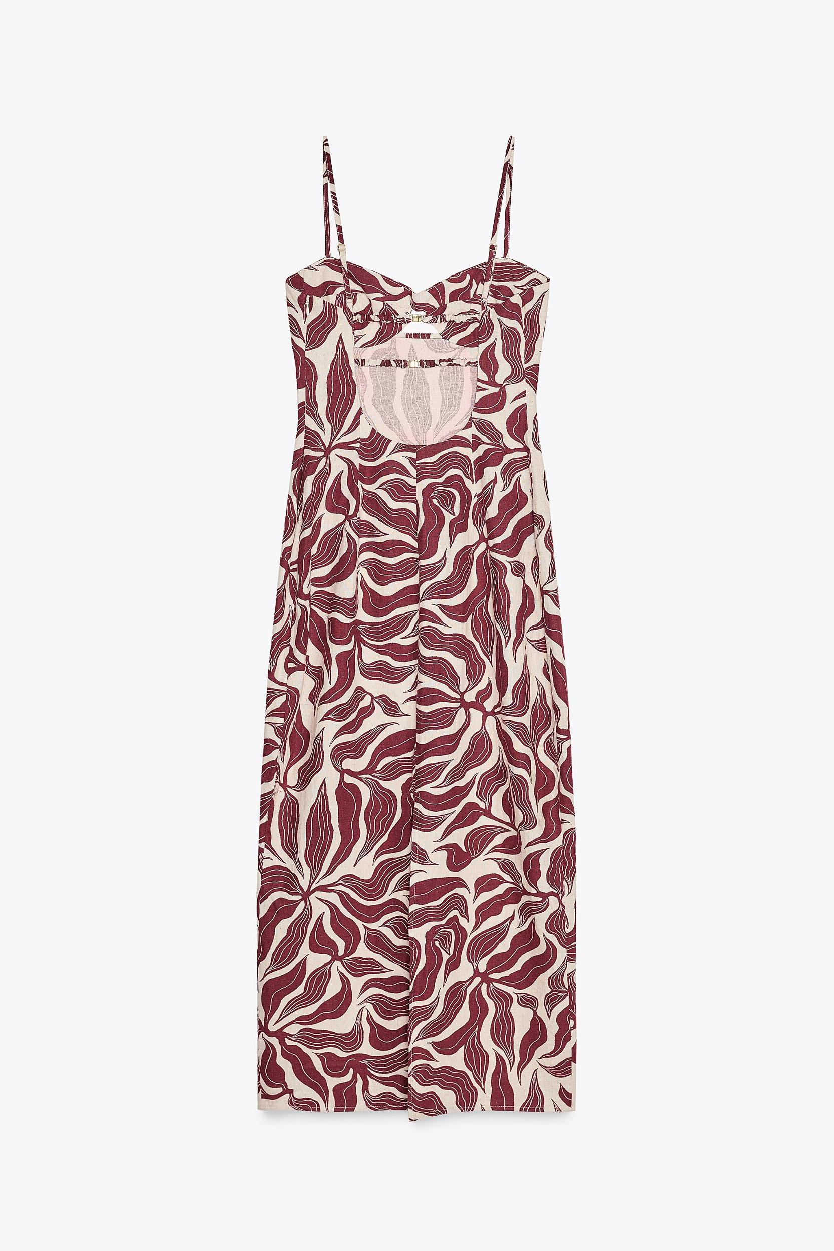 PRINTED RUSTIC LINEN MIDI DRESS Product Image