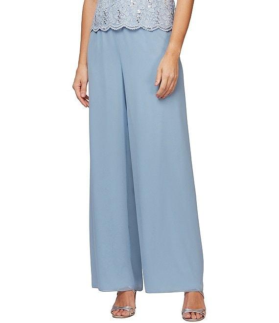 Alex Evenings Wide Leg Mid Rise Chiffon Pants Product Image