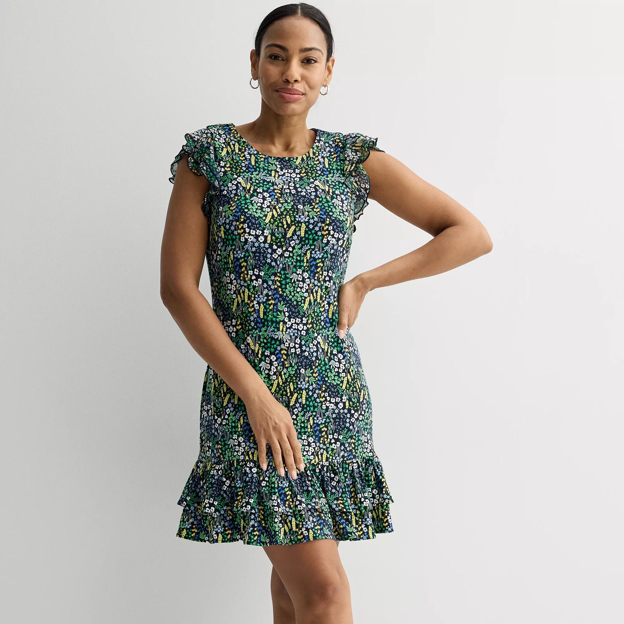 Women's Harper Rose Flutter Sleeve Ruffle Mini Dress, Size: 10, Blue Print Product Image