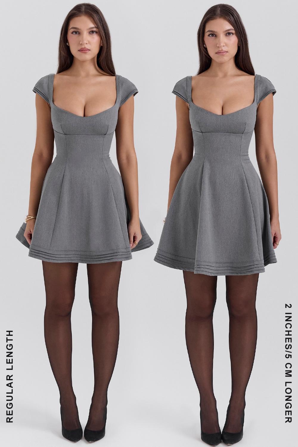 Cheri  french grey fitted mini dress with voluminous skirt - sale Product Image