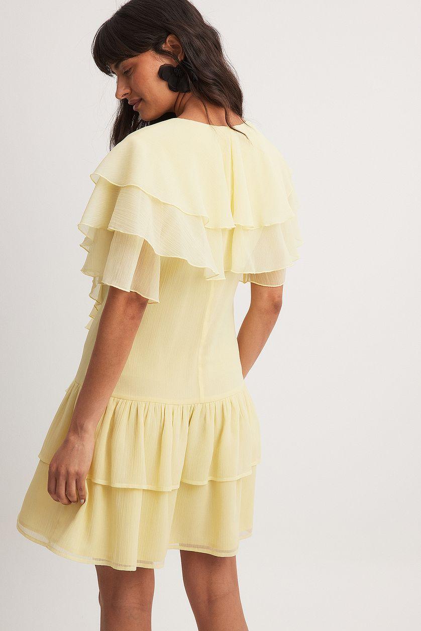Chiffon Ruffles Detail Mini Dress Product Image