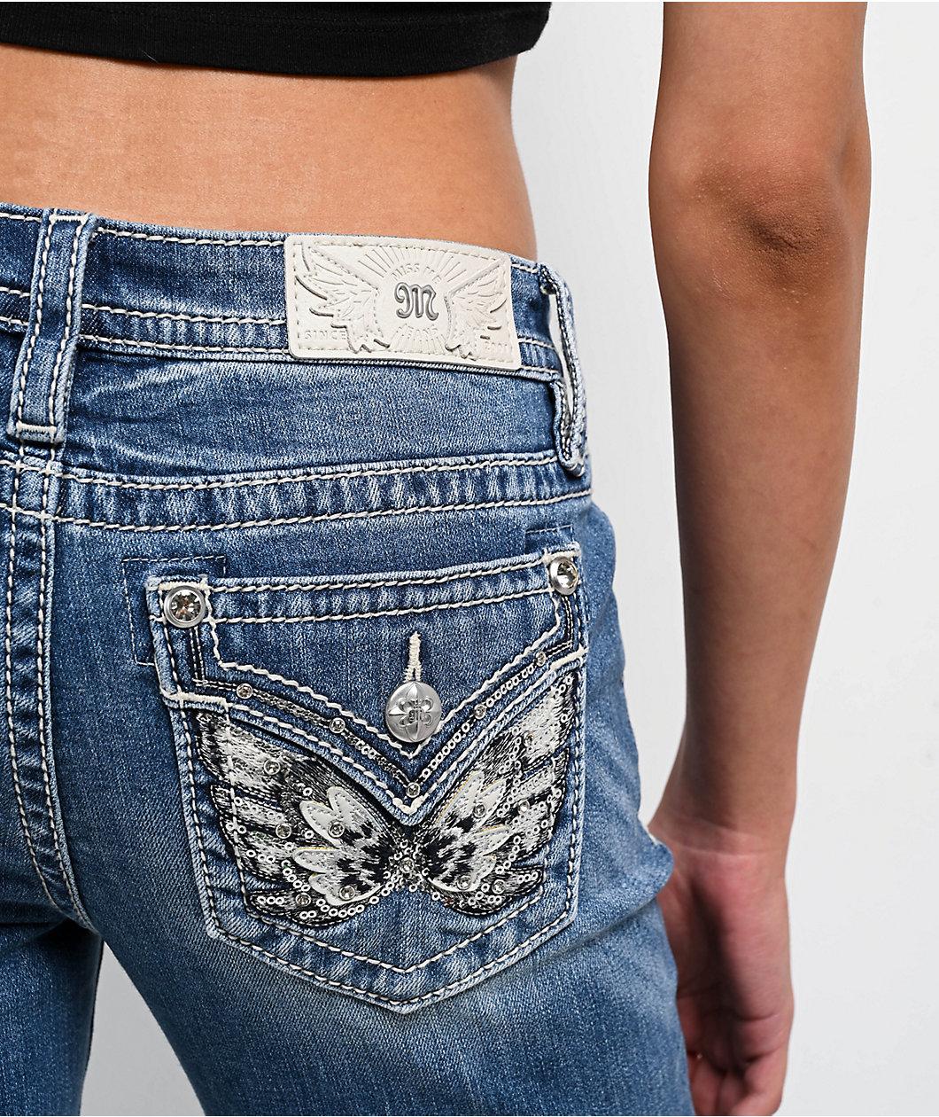 Miss Me Angellica Butterfly Medium Wash Bootcut Jeans Product Image
