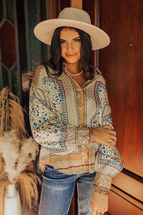 Dig Deep Down Button Up In Iced Latte Product Image