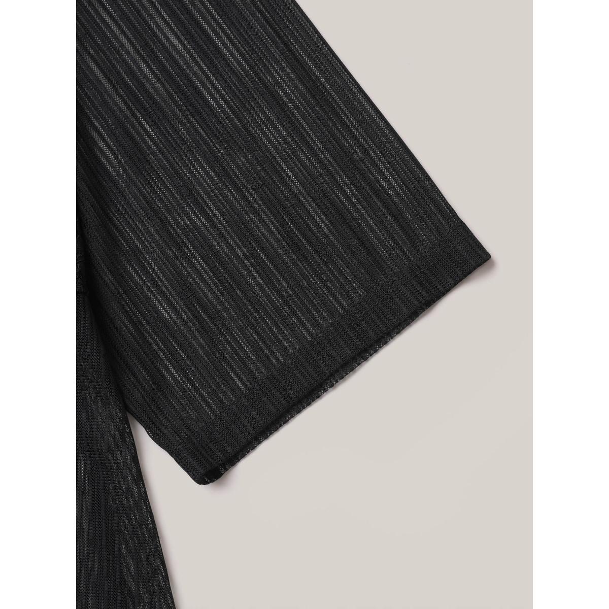 Plus Size Sheer Lace Detail Tied Kimono Cardigan Women Black Resort Tie knot Vacation Kimonos BloomChic 22-24/3X Product Image