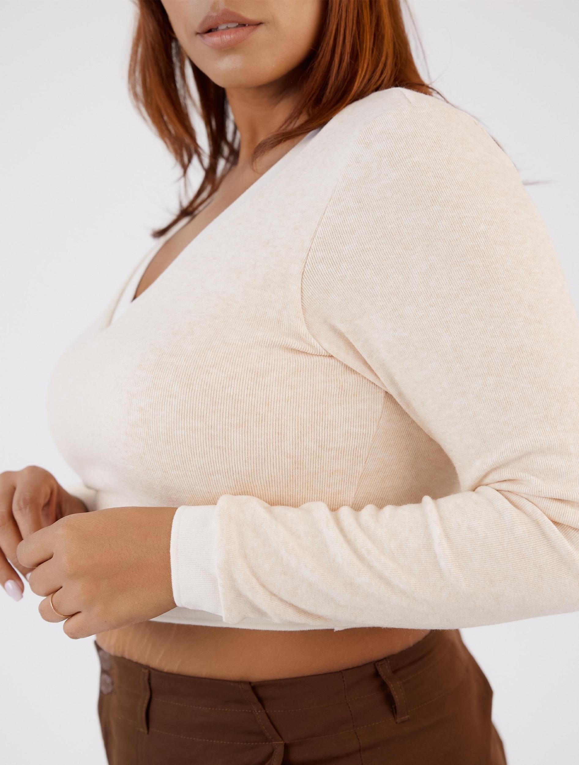 Knit Long Sleeve V-Neck Brami Product Image