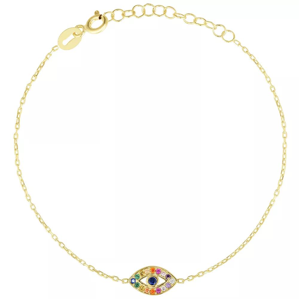 Sunkissed Sterling 14k Gold Over Silver Emerald Cut Cubic Zirconia Tennis Bracelet, Women's,  Product Image