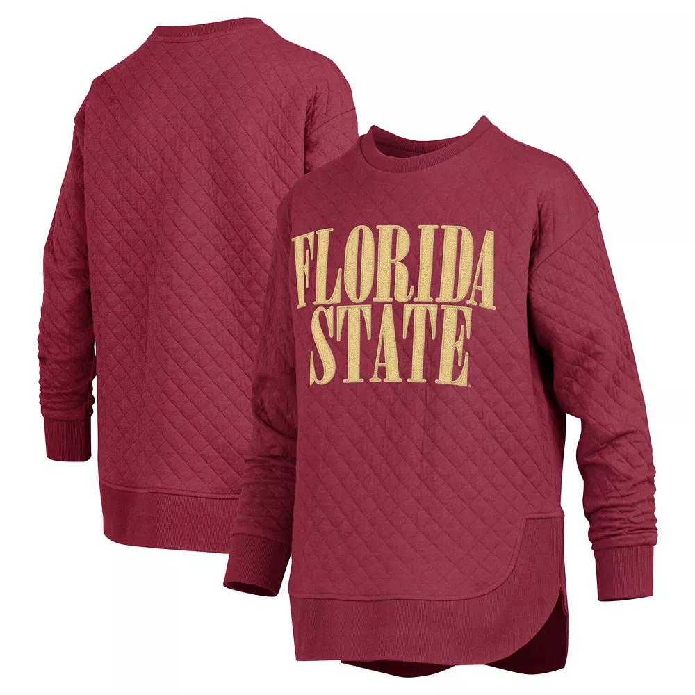 Women's Pressbox Garnet Florida State Seminoles Quilted Long Sleeve Pullover Sweatshirt,  Product Image