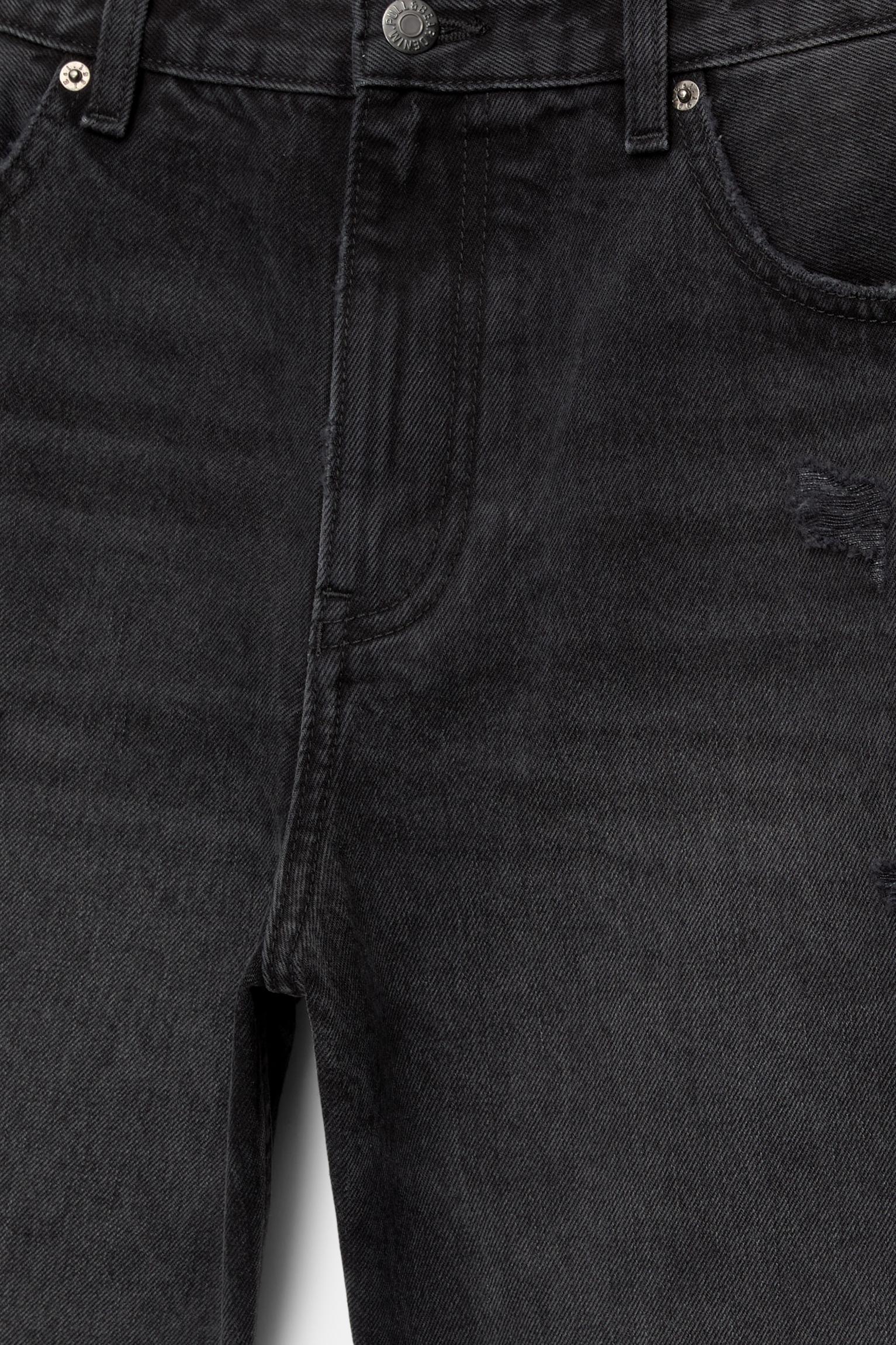 Ripped straight fit denim Bermuda shorts Product Image