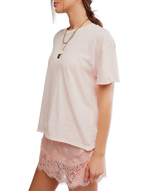 Free People Nina Short Sleeve Raw Edge Crew Neck Boxy Tee Shirt Product Image