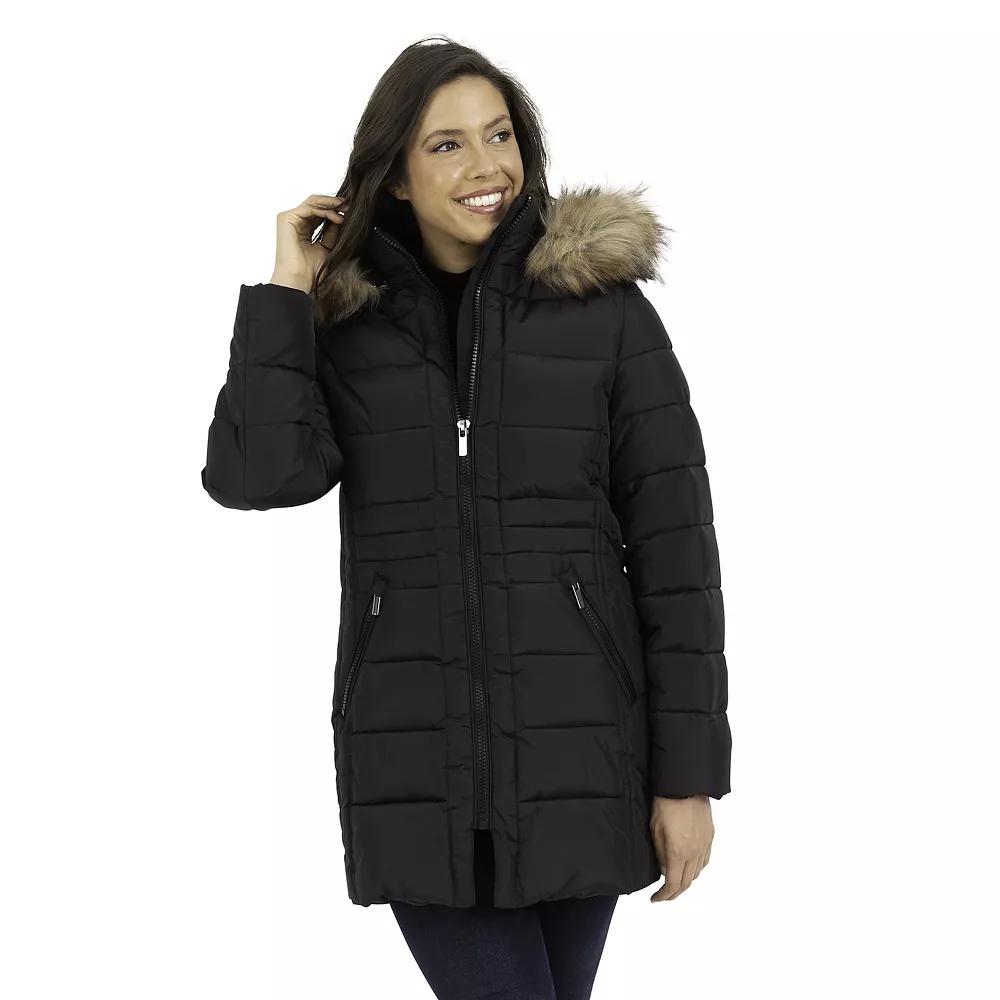 Women's Fleet Street Faux-Fur Hood Puffer Coat, Size: XL, Black Product Image