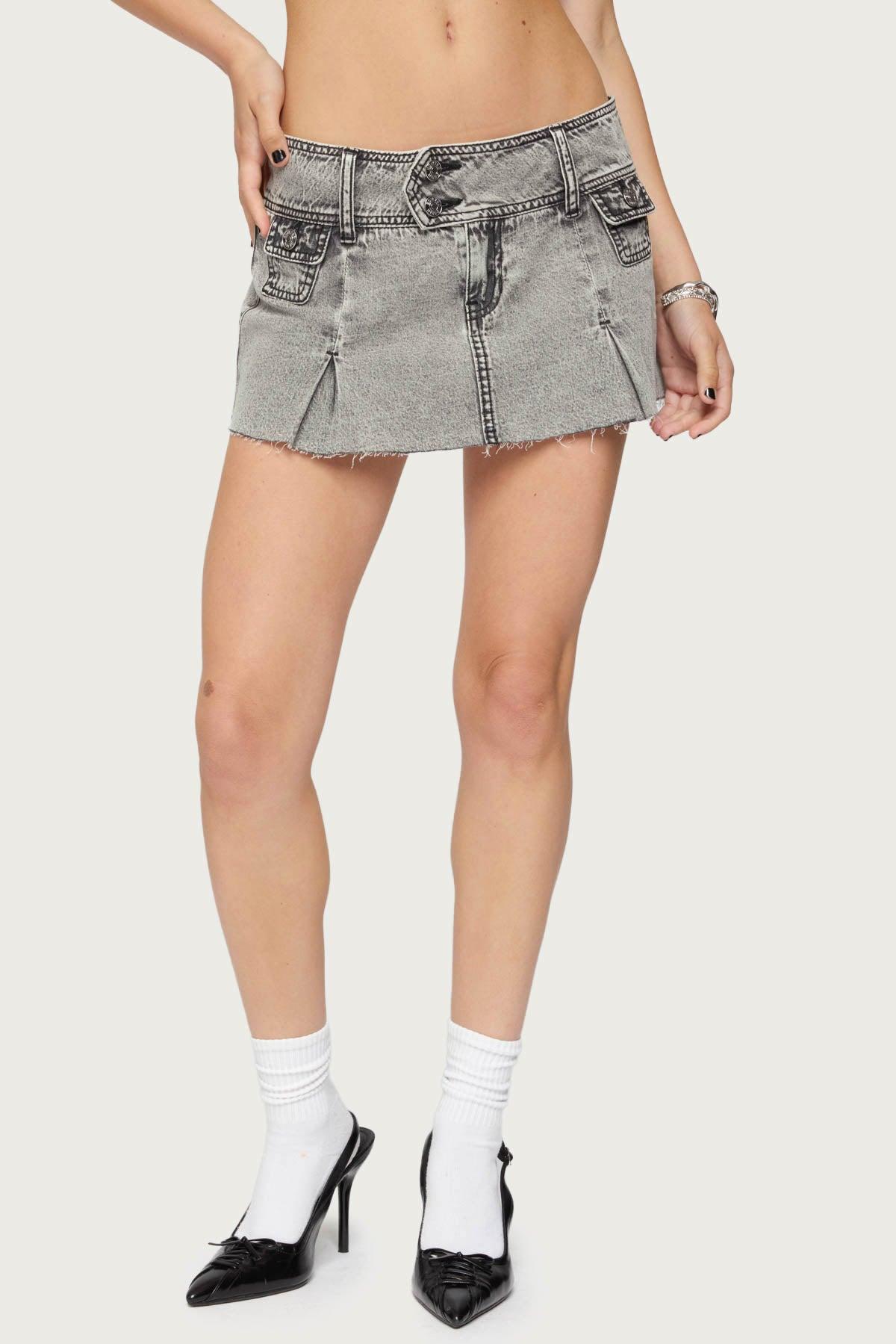 Vintage Washed Denim Mini Skort Product Image