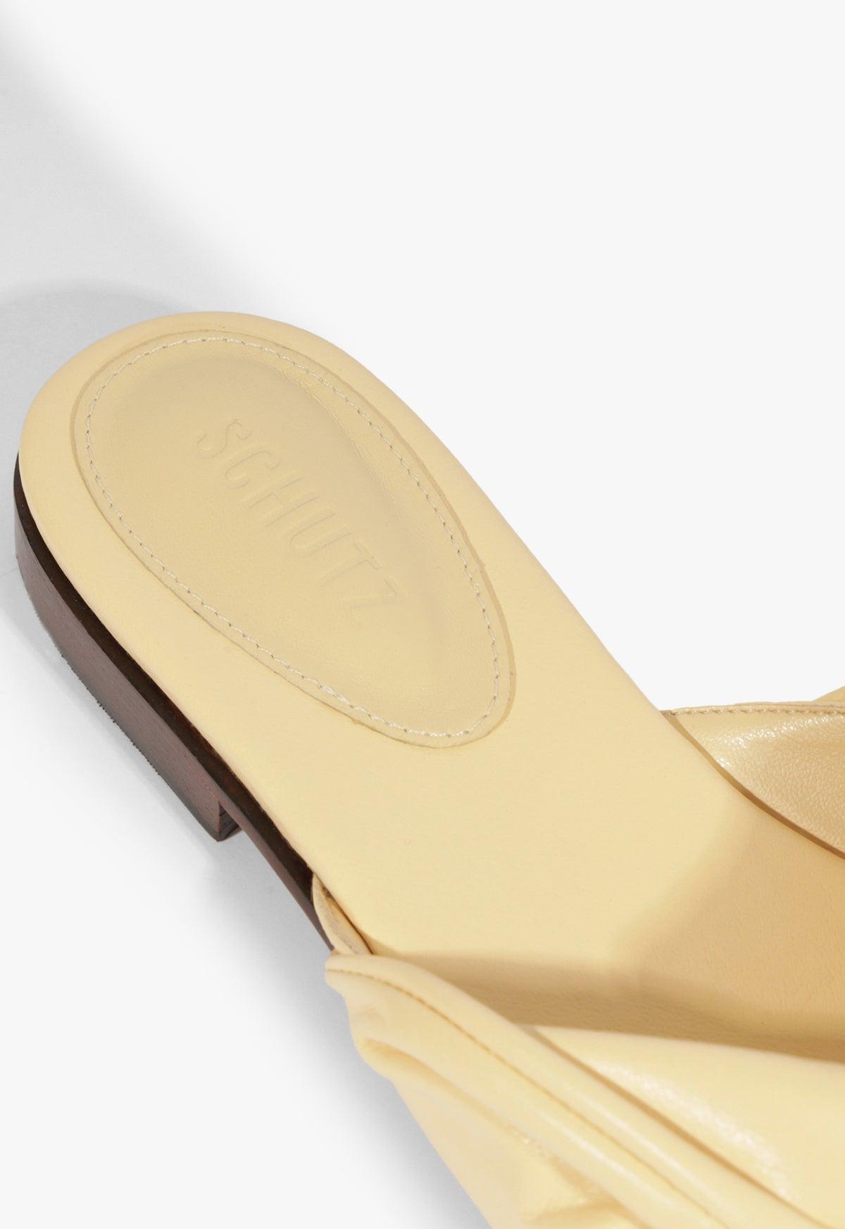 Lori Beige Leather Flat Sandal Product Image