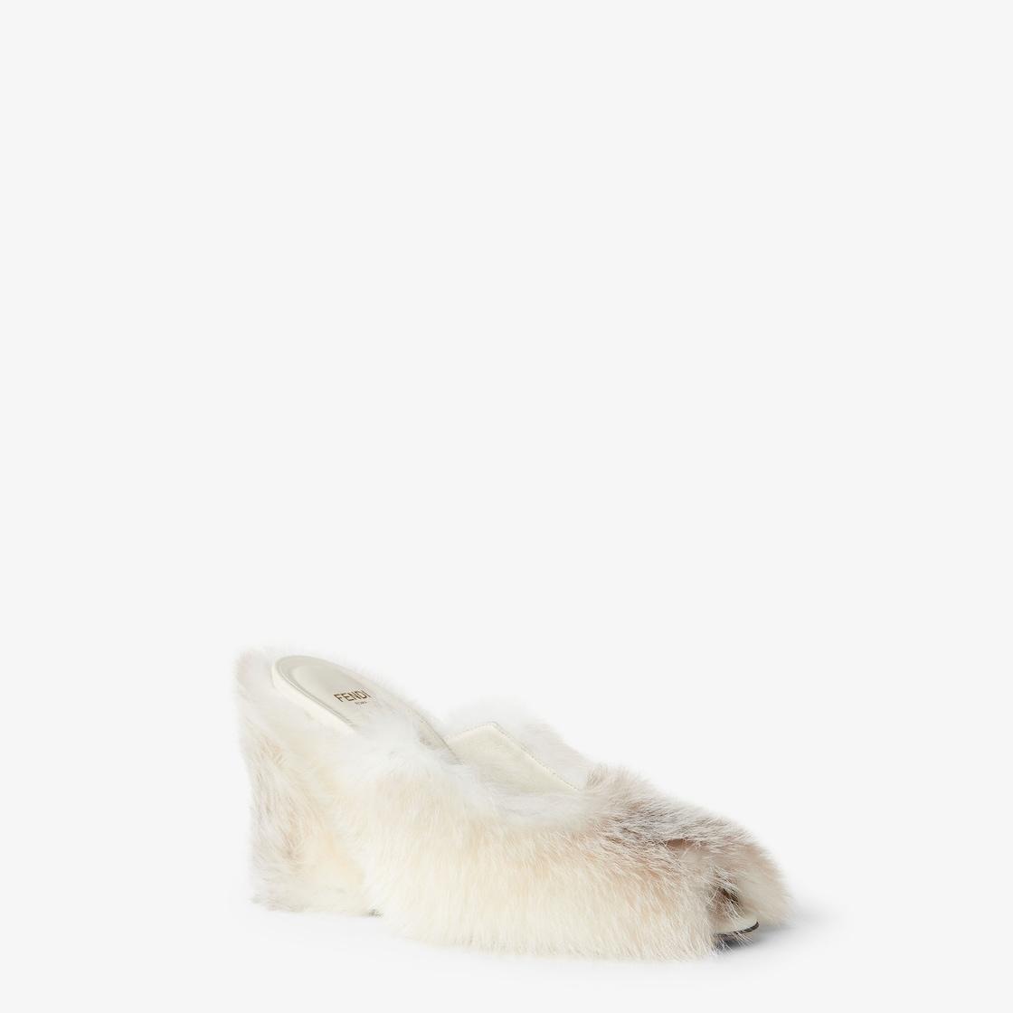 Fendi ArcoWhite shearling sandals Product Image