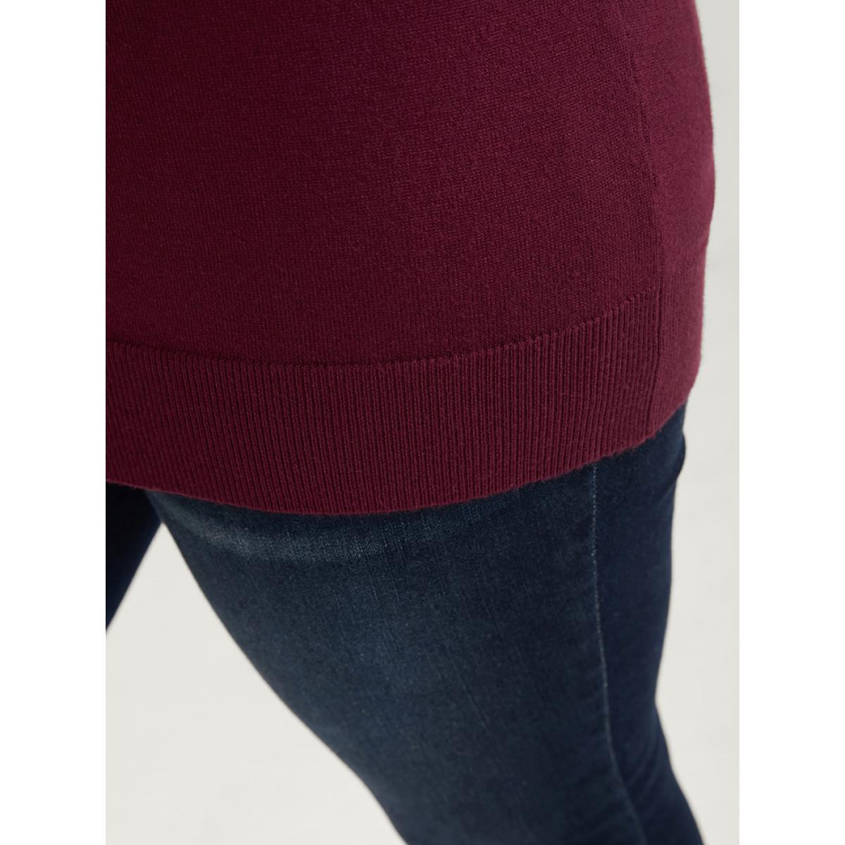 Plus Size Solid Soft Sexy Yarn Knit Knotted Neck Knit Top Scarlet Women Elegant Long Sleeve Tie Neck Dailywear Pullovers BloomChic 12/L Product Image