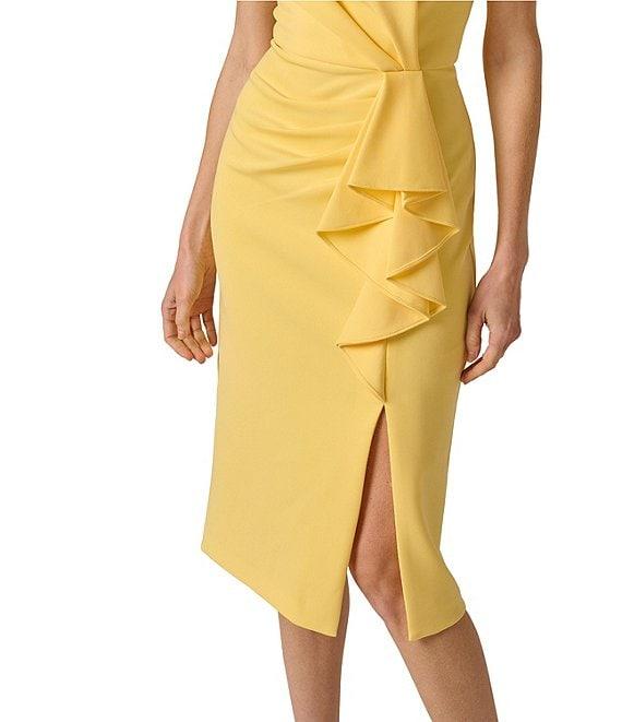 Adrianna Papell Crew Neck Sleeveless Ruffle Midi Dress Product Image