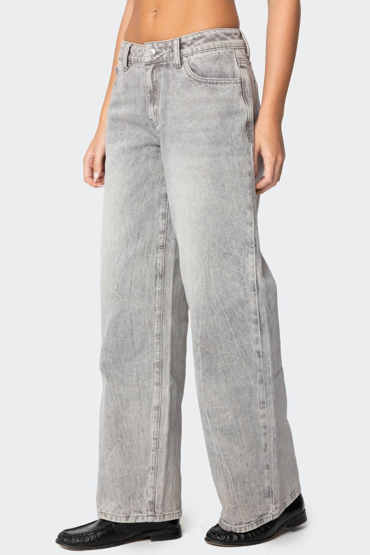 Magda Acid Wash Low Rise Baggy Jeans Product Image