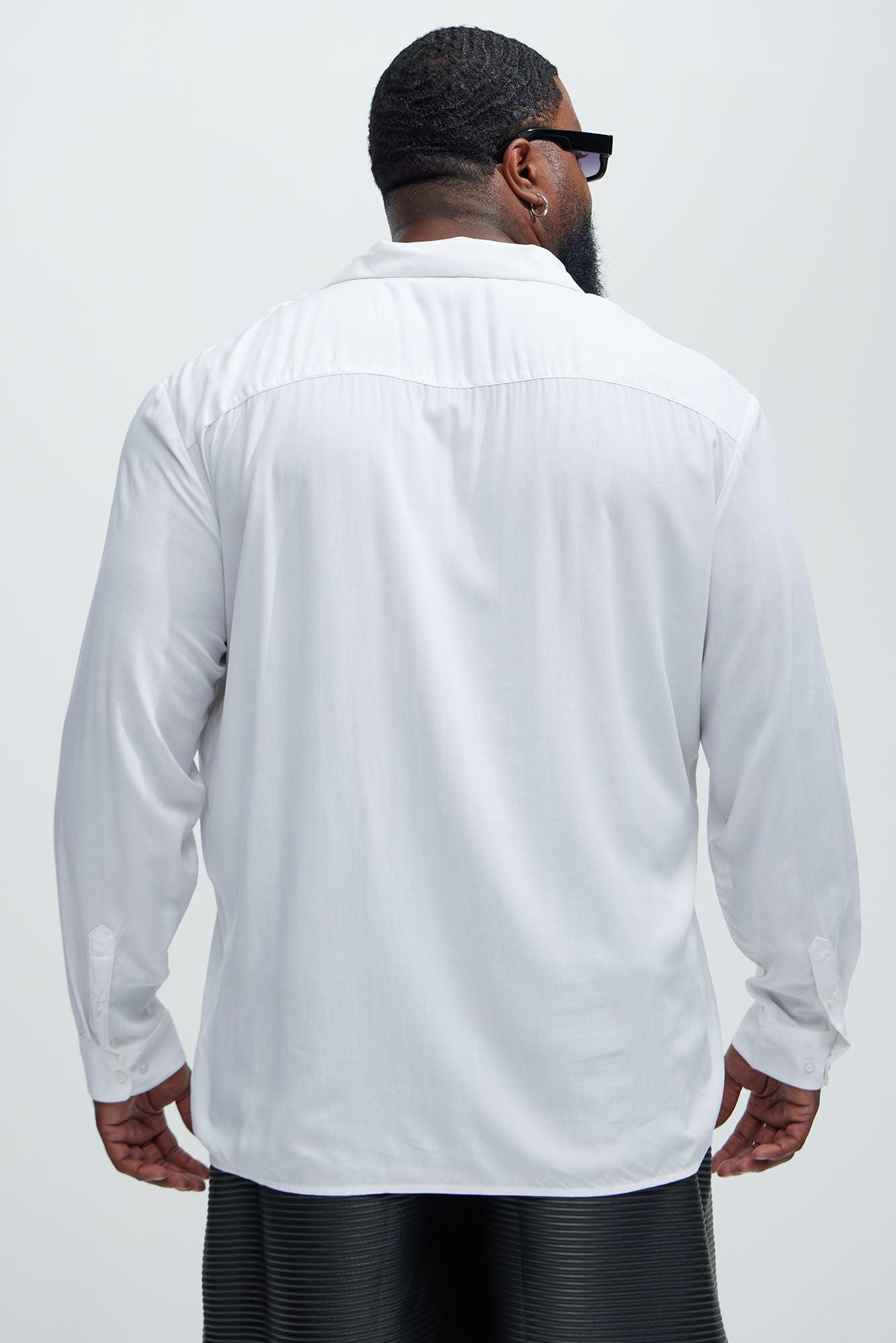 Dawson Relaxed Long Sleeve Button Up Shirt - White Product Image
