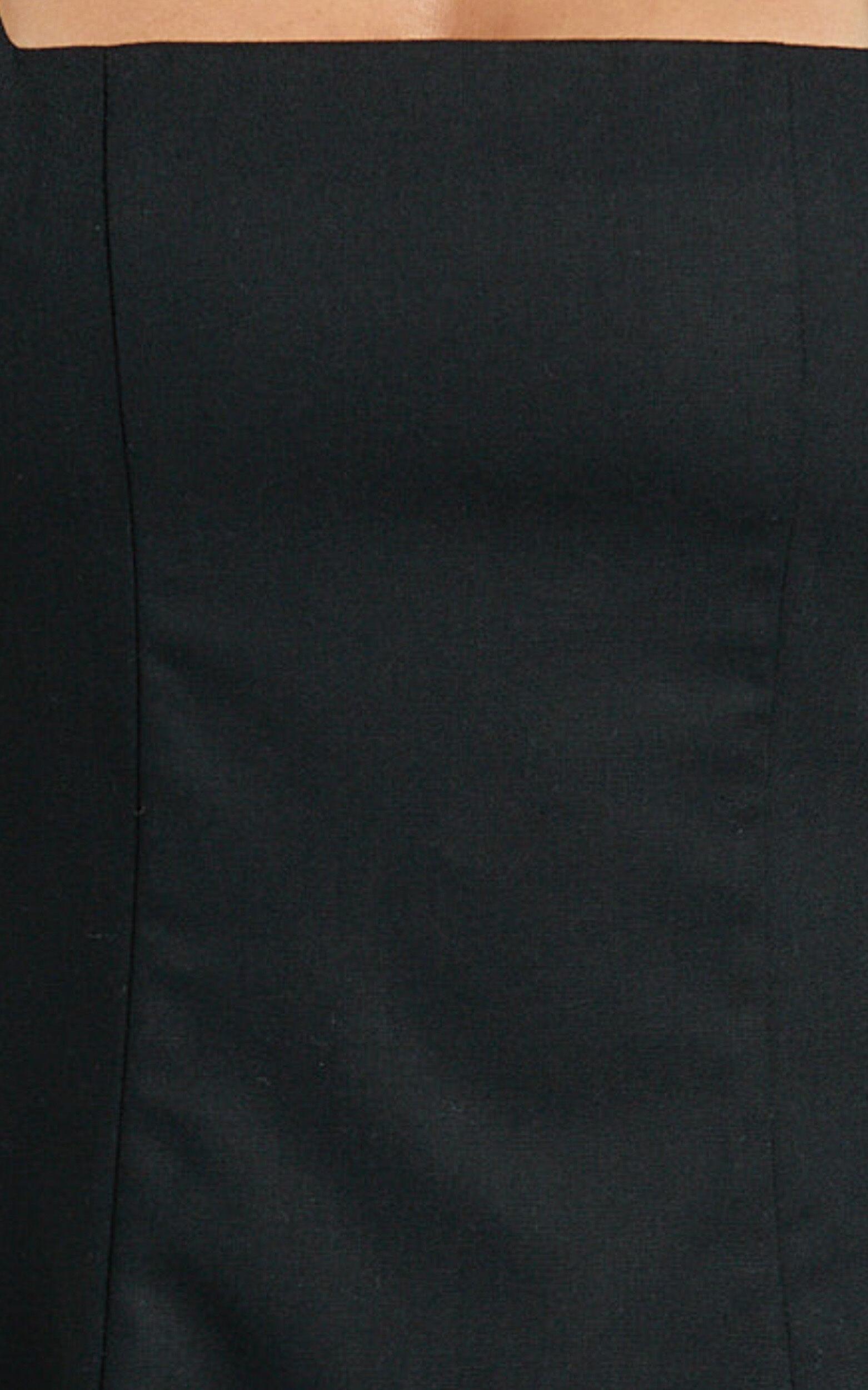 Adiana Mini Dress - Linen Square Neck Shirred Back A Line Dress in Black Product Image