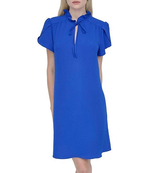 DKNY by Donna Karan Ruffle Neck Washer Shift Dress Product Image