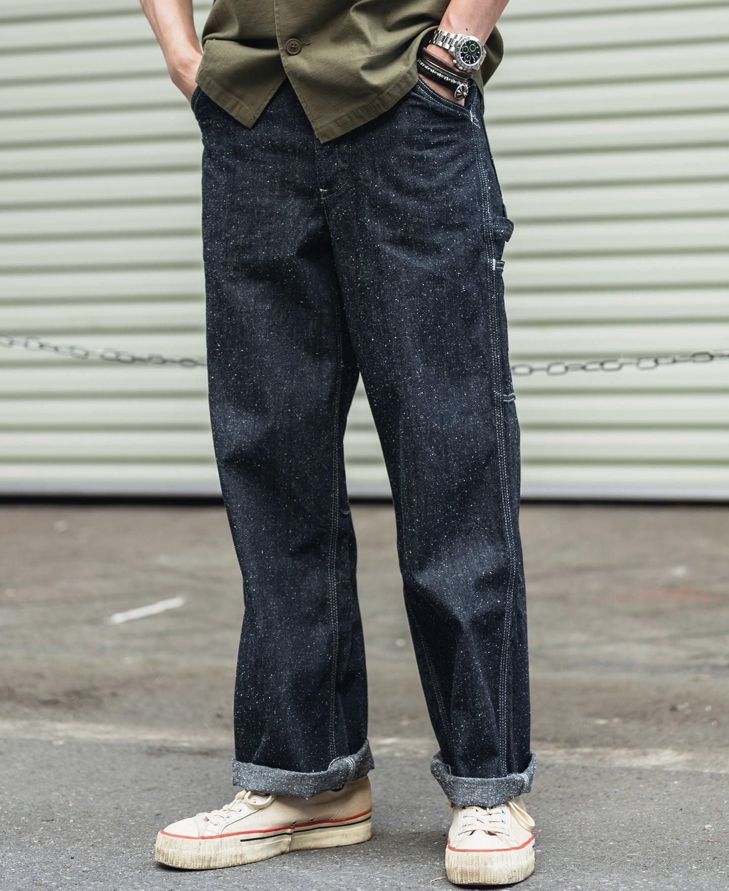 Slub Pearl Yarn Indigo Denim Carpenter Pants Product Image