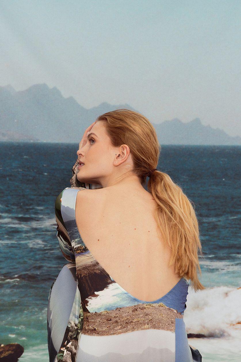 Photographic Collage Long Sleeve Maxi Dress Product Image