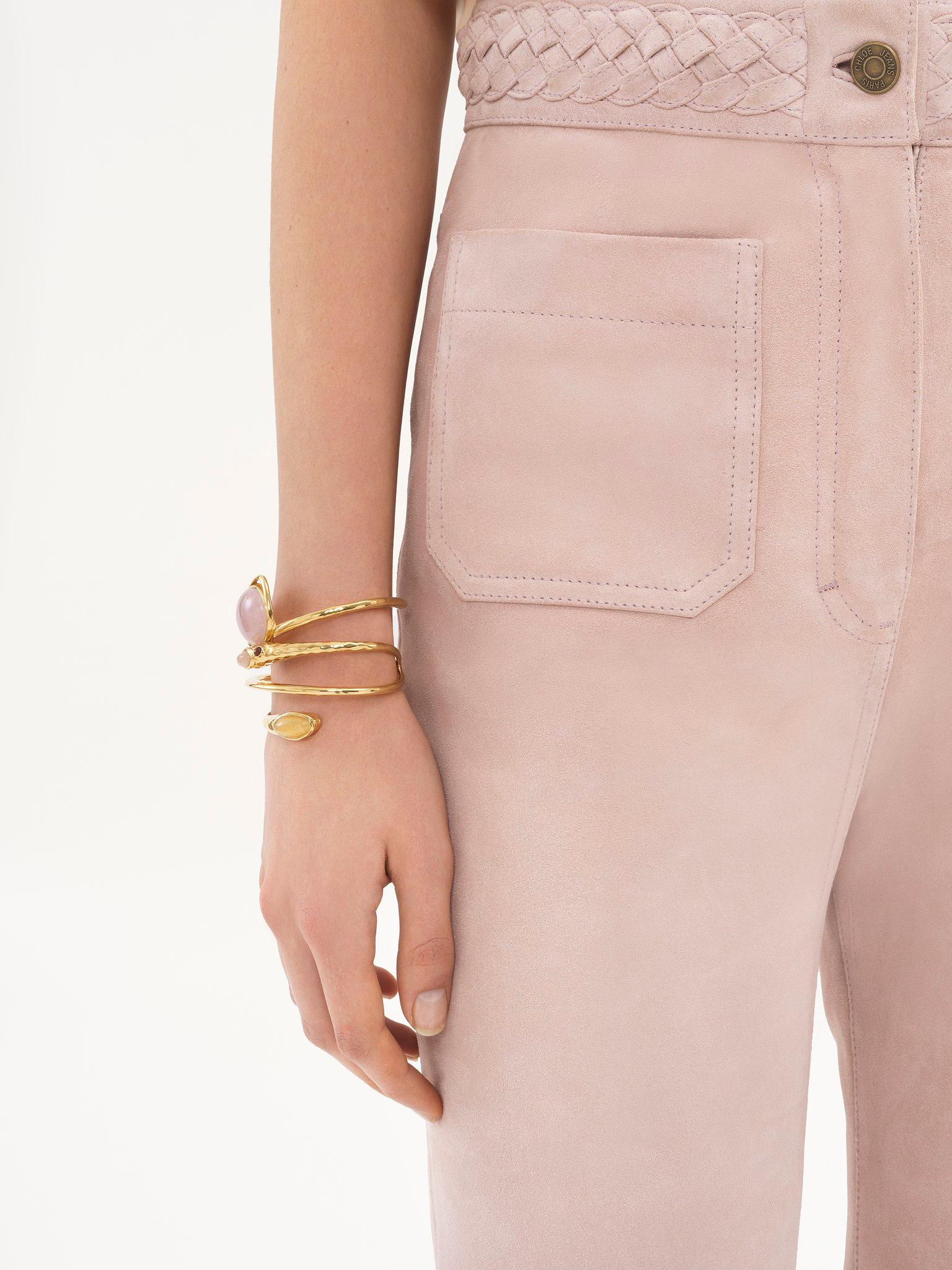 High-rise flared pants in suede Product Image