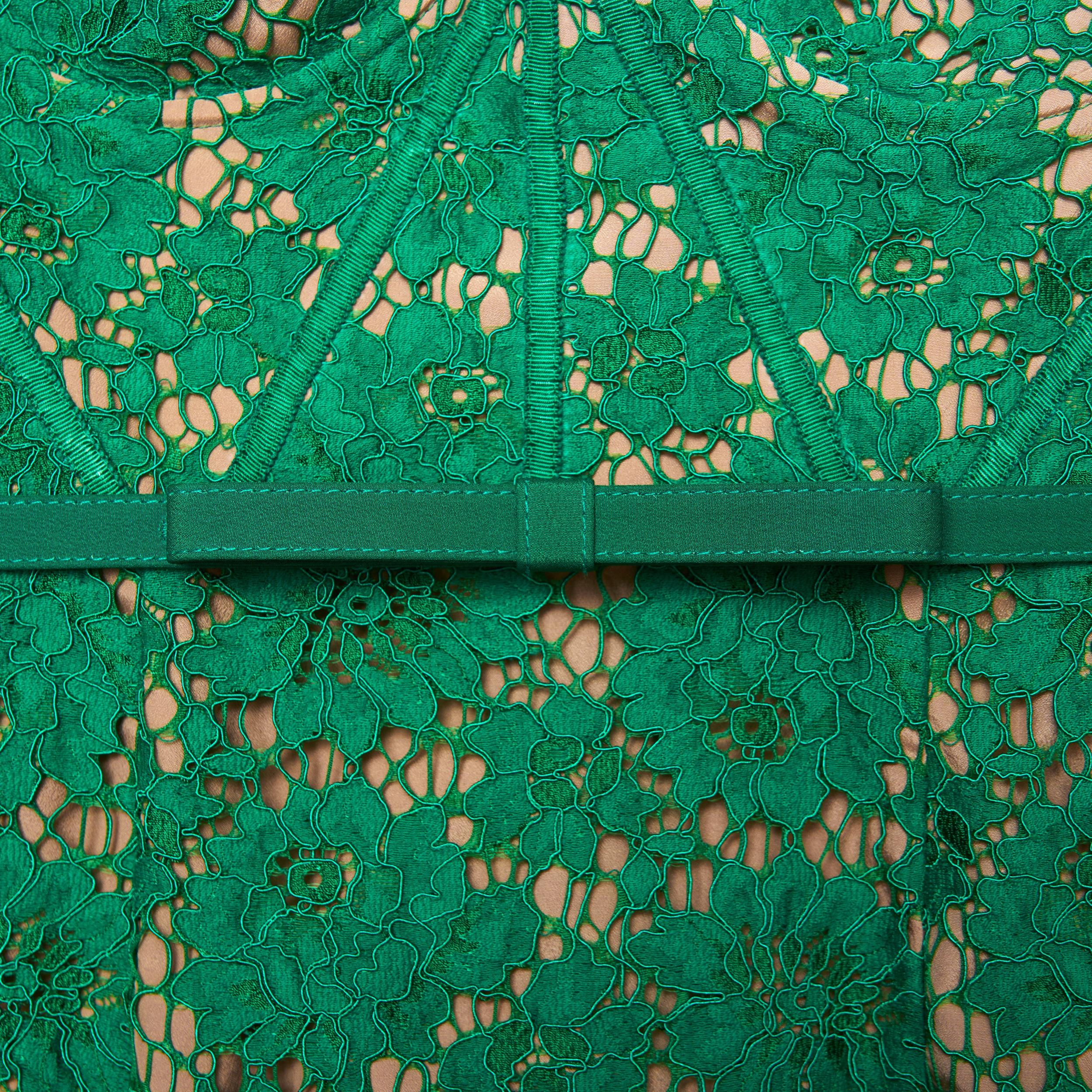 Green Fine Lace Midi Dress Product Image