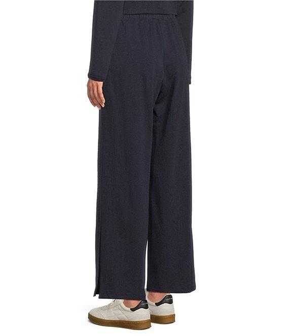 Eileen Fisher Brushed Terry Elastic Waist Straight Side Vent Pants Product Image