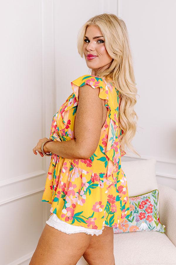 Get The Scoop Floral Ruffle Top Curves Product Image