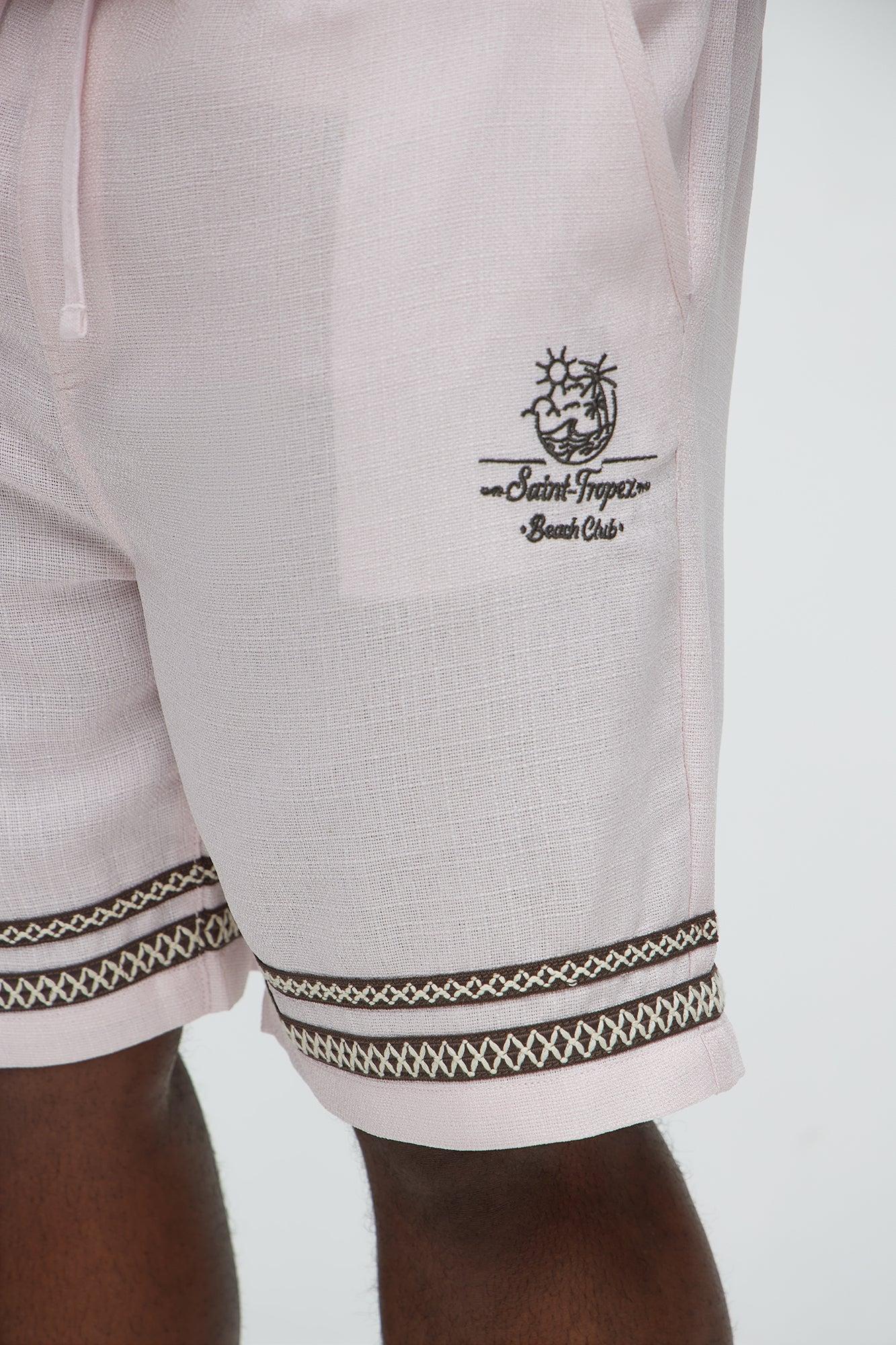 Saint Tropez Beach Club Linen Like Relaxed Short - Pink Male Product Image