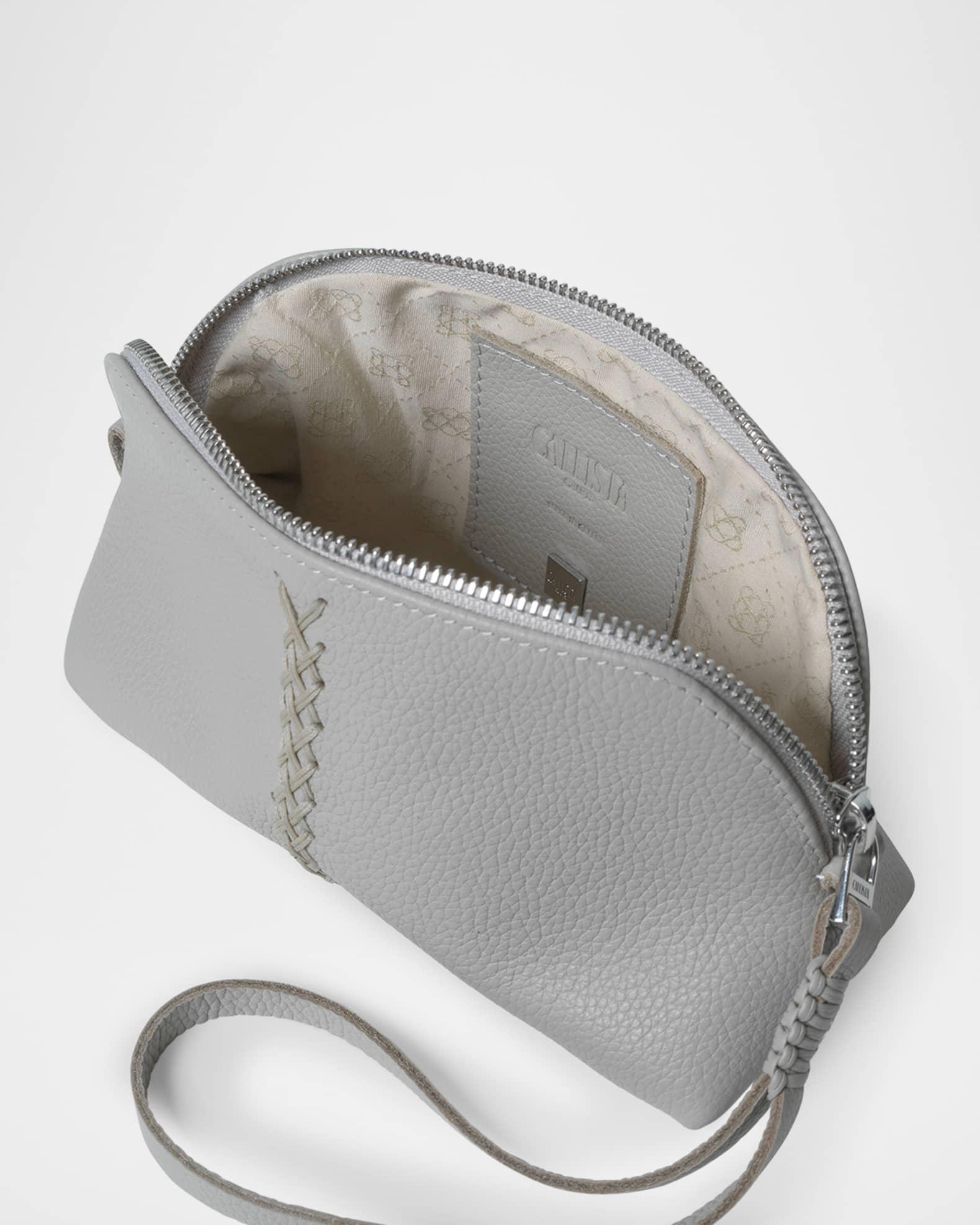 Zip Grained Leather Wristlet  Product Image