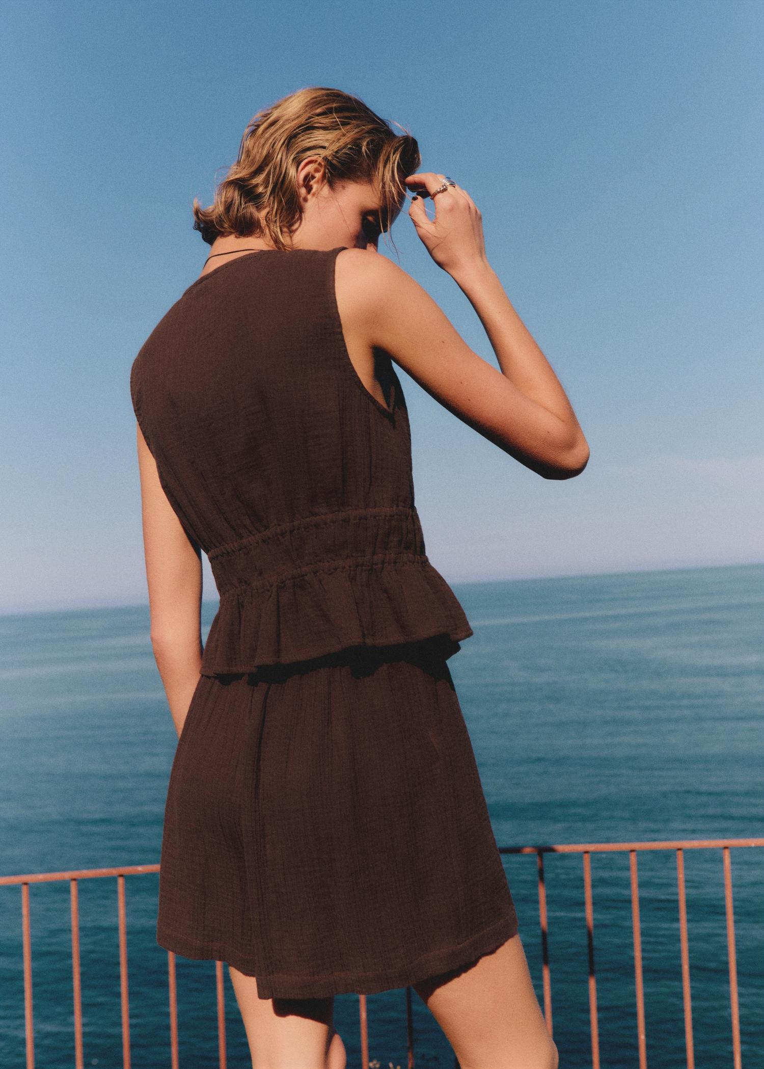 Ruffled top with bows - Women | MANGO USA Product Image