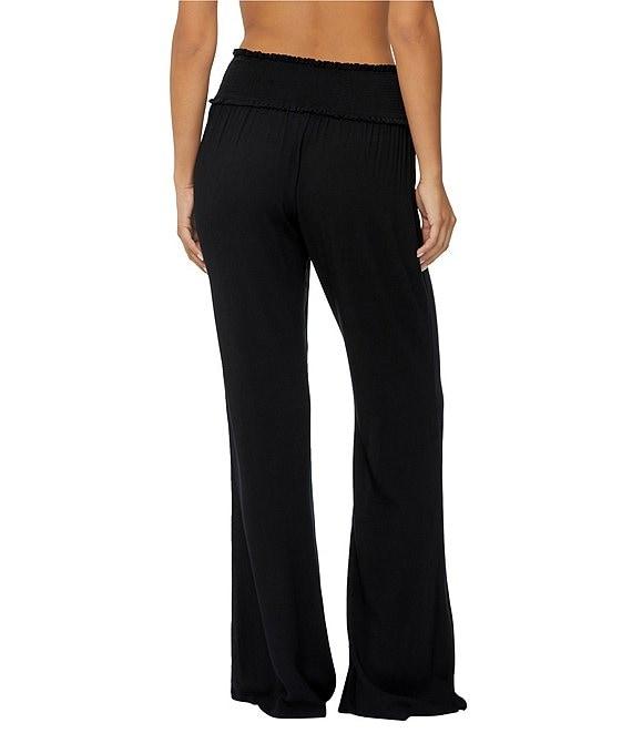 Raisins Solid Beach Wide Leg Smocked Waist Pull-On Swim Cover-Up Pants Product Image