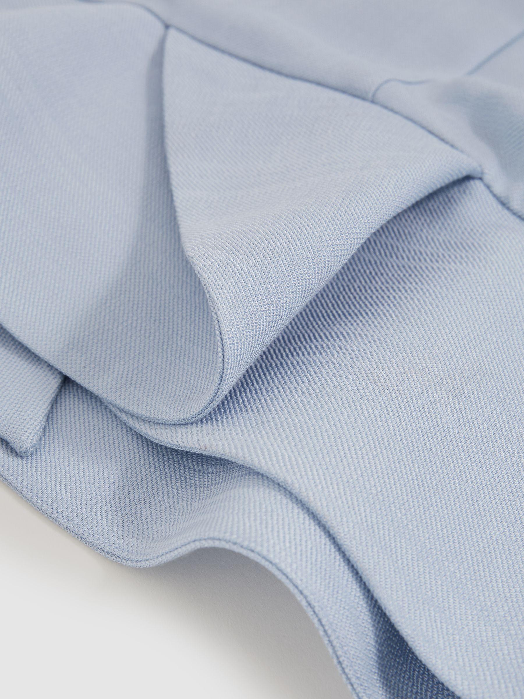 Structured Ruffle-Hem Mini Dress in Blue Product Image