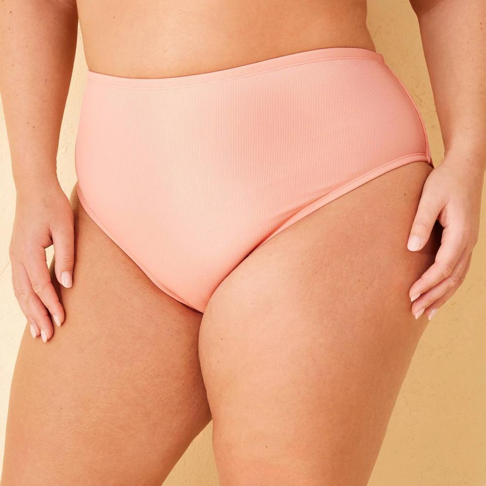 Women's Ribbed Mid-Rise Medium Coverage Hipster Bikini Bottom - Shade & Shore™ Product Image
