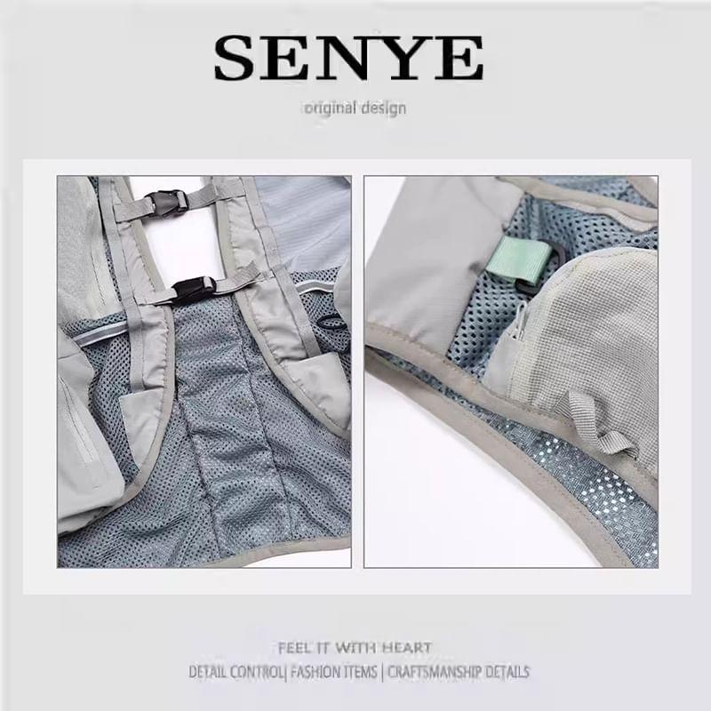 V-Neck Panel Mesh Crop Buckle Cargo Vest Product Image